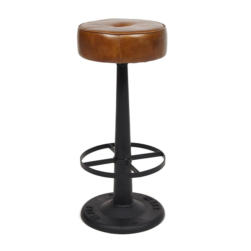 Барный стул Industrial leather bar stool Коричневый Черный в Самаре | Loft Concept 