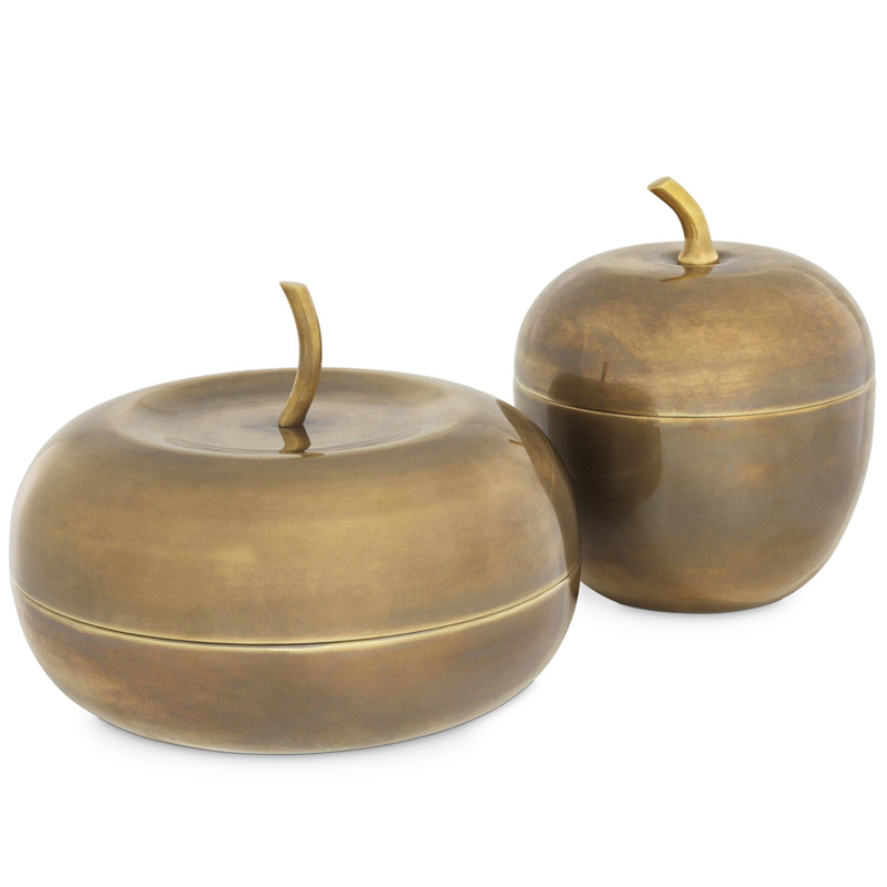 Комплект шкатулок Eichholtz Box Apple Set of 2 brass Винтажная латунь в Самаре | Loft Concept 