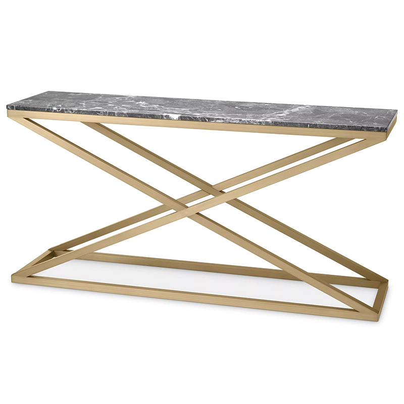 Консоль Eichholtz Console Table Criss Cross Латунь Серый в Самаре | Loft Concept 