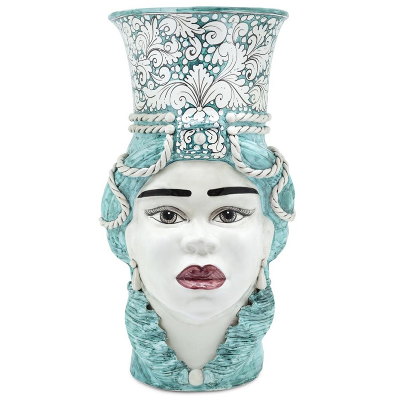 Ваза Vase Moro Lady Giant Ornate Malachite Бирюзовый Белый в Самаре | Loft Concept 