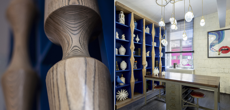 Стеллаж Oak Columns & Blue Стеллаж Oak Columns & Blue - Loft-Concept в Самаре