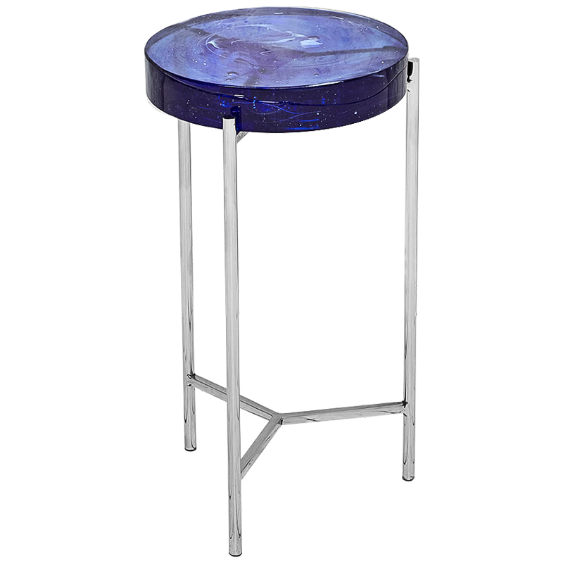 Приставной стол Blue Lollipop Side Table Синий Никель в Самаре | Loft Concept 