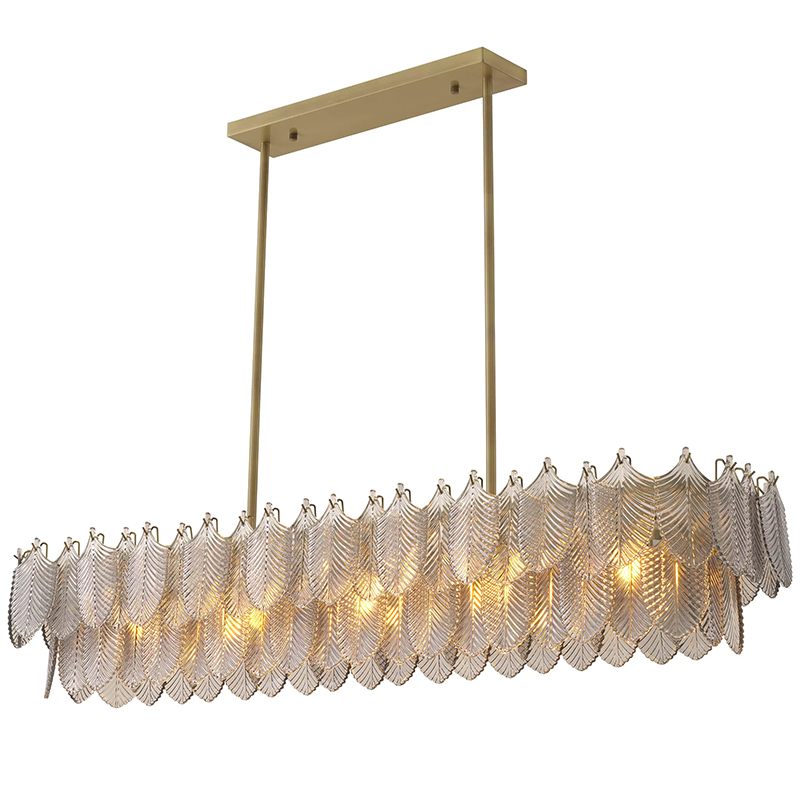 Люстра Eichholtz Chandelier Verbier Rectangular Стекло Смок Латунь в Самаре | Loft Concept 