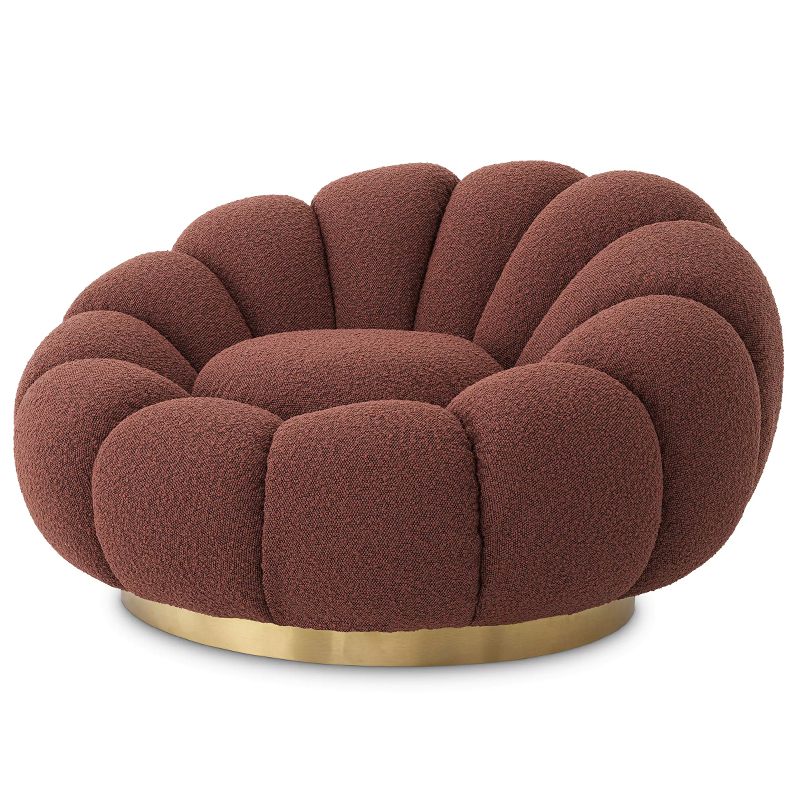 Кресло Eichholtz Swivel Chair Mello Boucle Rouge Бургундский красный Латунь в Самаре | Loft Concept 