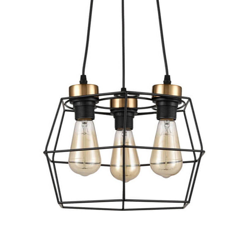 Люстра Loft Wire Cage Black lamp 3 Черный в Самаре | Loft Concept 