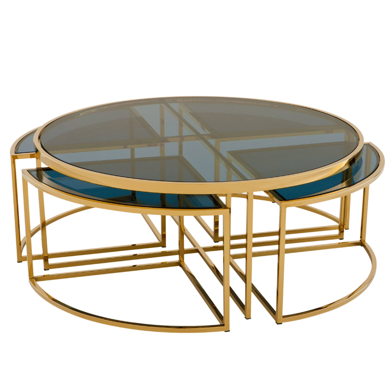 Кофейный стол Eichholtz Coffee Table Padova Gold Золотой Стекло Смок в Самаре | Loft Concept 