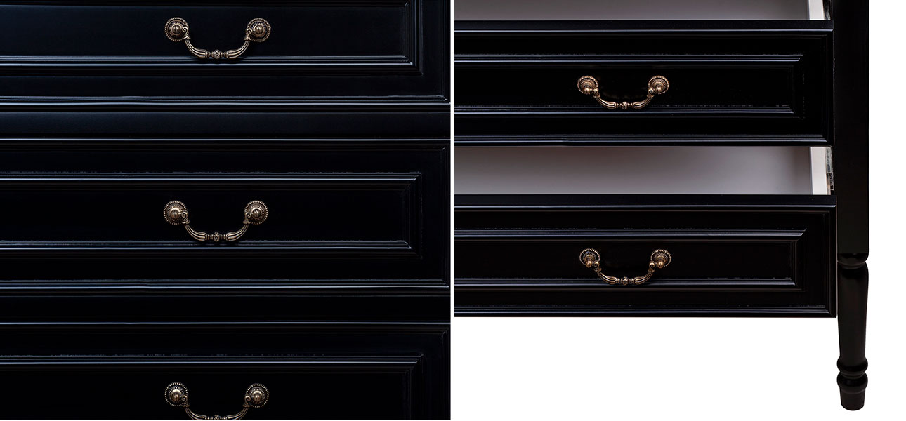 Черный комод из дуба Amelia black light beige - фото №2