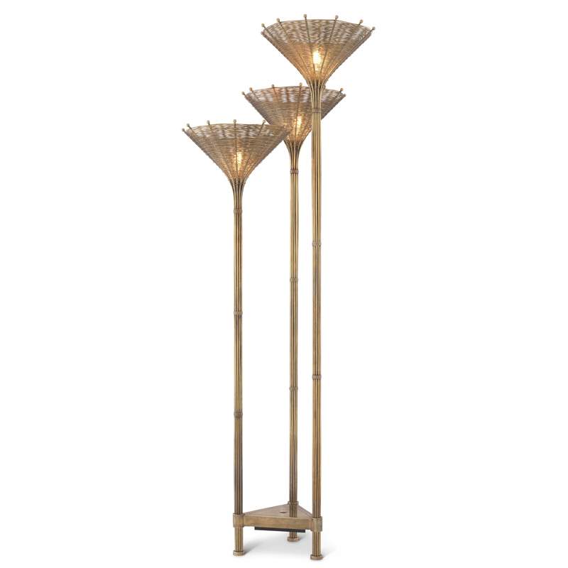 Торшер Eichholtz Floor Lamp Kon Tiki Triple Винтажная латунь в Самаре | Loft Concept 