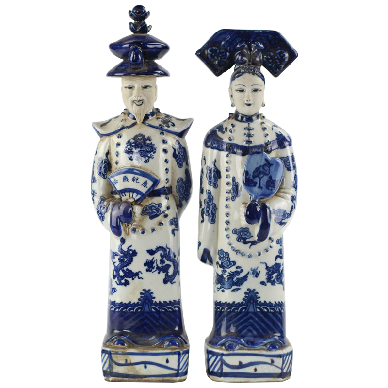 Комплект из двух статуэток Emperor and Empress set 2 Синий Белый Комплект из двух статуэток Emperor and Empress set 2 Синий Белый в Самаре | Loft Concept