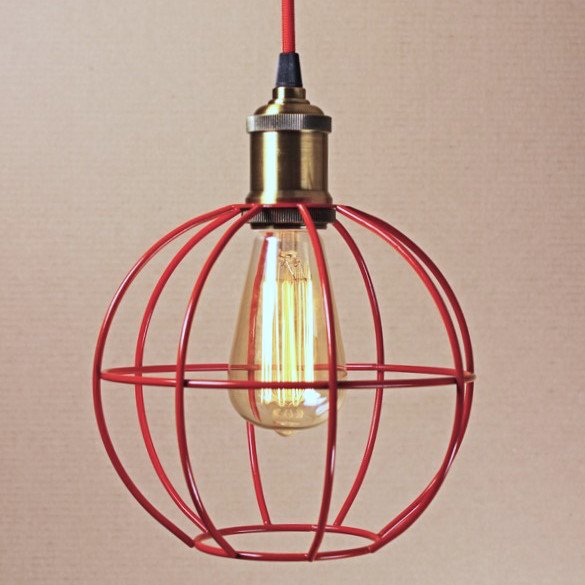 Подвесной светильник Wire Cage Pendant Ball Red Красный в Самаре | Loft Concept 