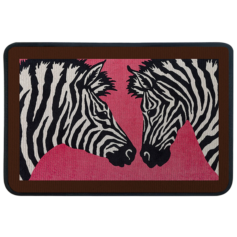 Ковер для прихожей и ванной Hermes Zebra Twins Rug Розовый Черно-белый в Самаре | Loft Concept 