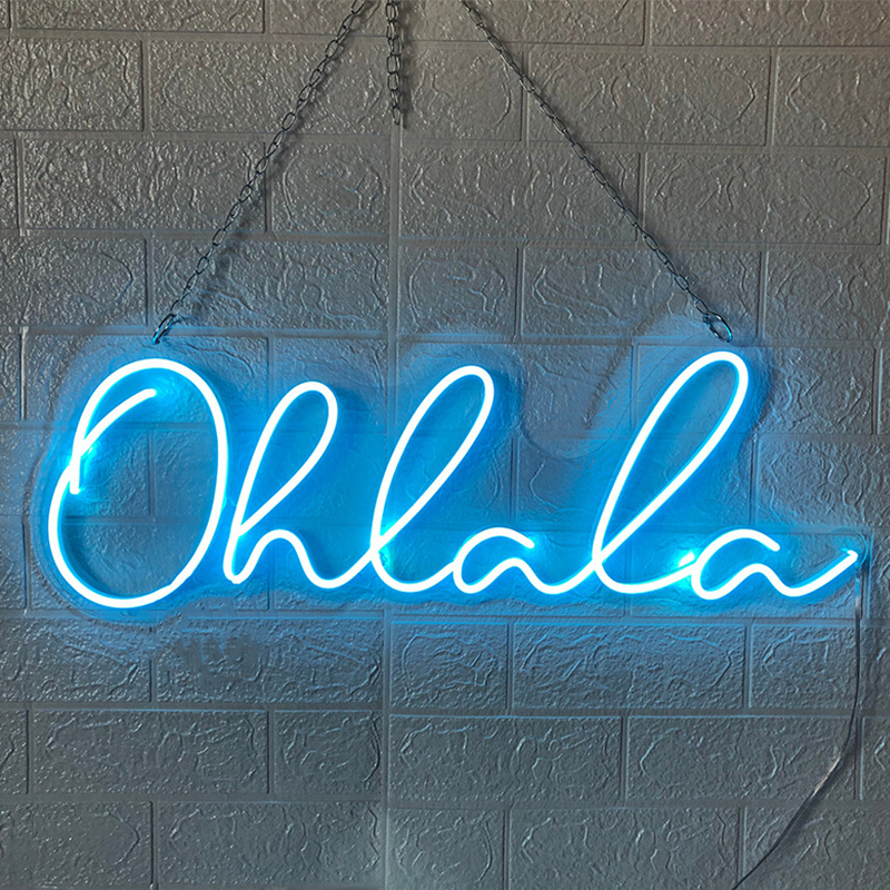 Неоновая настенная лампа Oh La La Neon Wall Lamp Синий Прозрачный Синий в Самаре | Loft Concept 