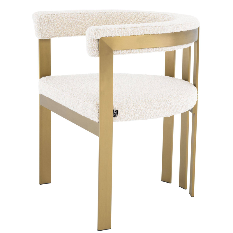 Стул Eichholtz Dining Chair Clubhouse boucle cream Кремовый Латунь в Самаре | Loft Concept 