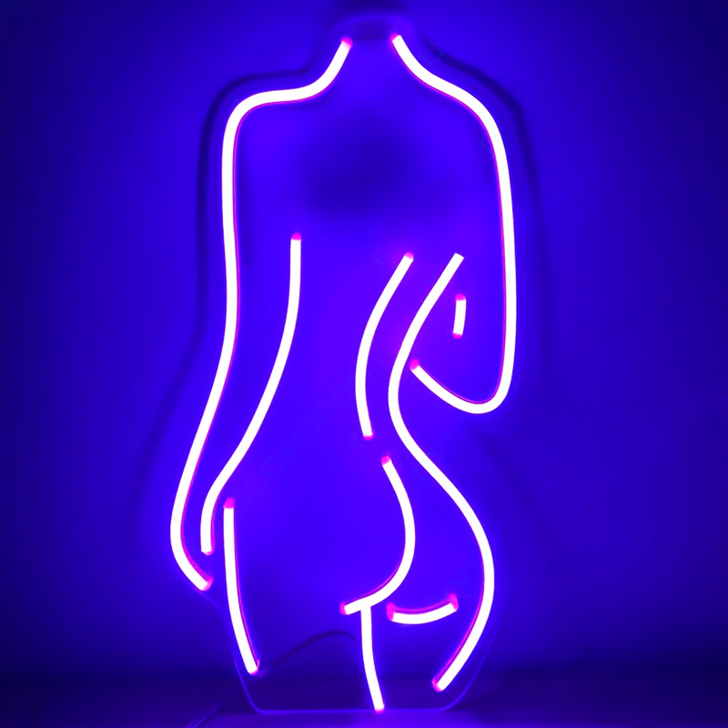 Неоновая настенная лампа Silhouette II Neon Wall Lamp Фиолетовый Прозрачный в Самаре | Loft Concept 