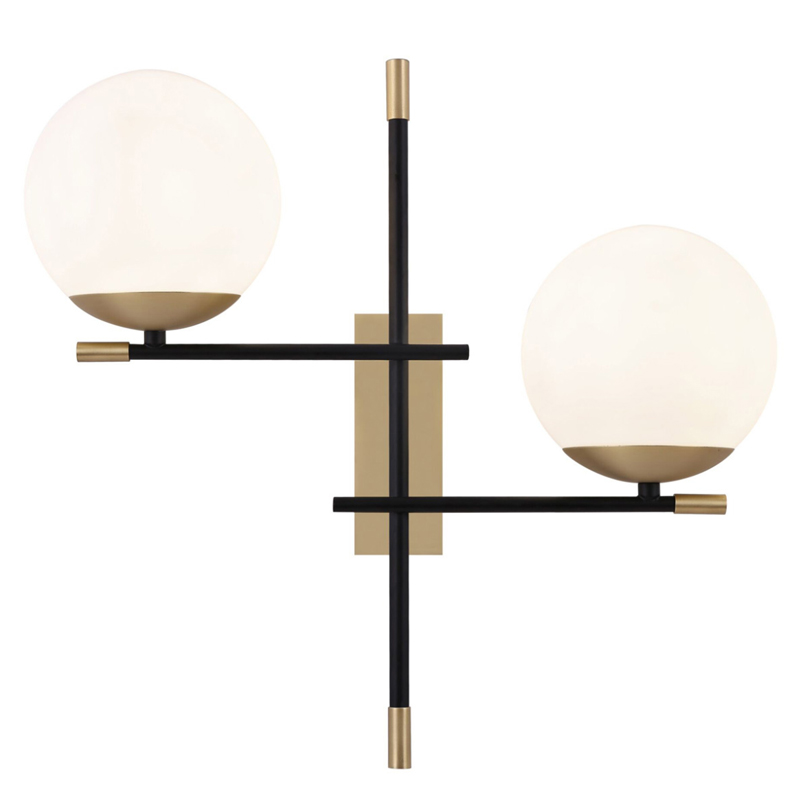 Бра Spike Two Balls Wall Lamp матовое золото Прозрачный белый в Самаре | Loft Concept 