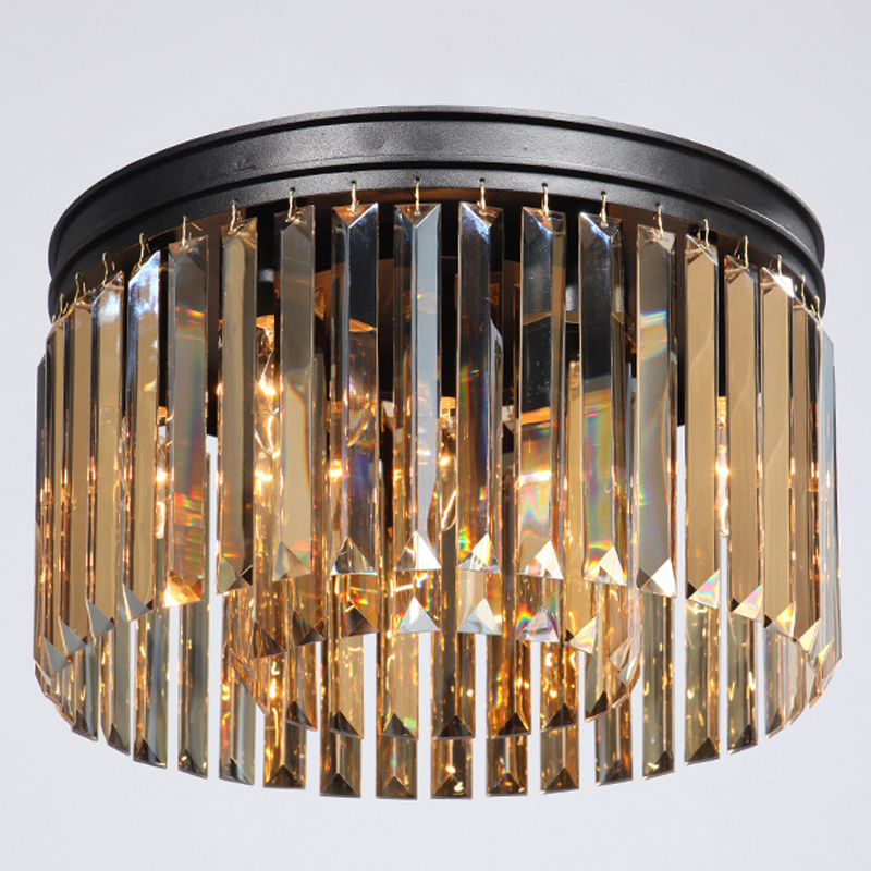 Потолочный светильник ODEON Amber GLASS Prism Round 2-TIER 40 см Черный в Самаре | Loft Concept 