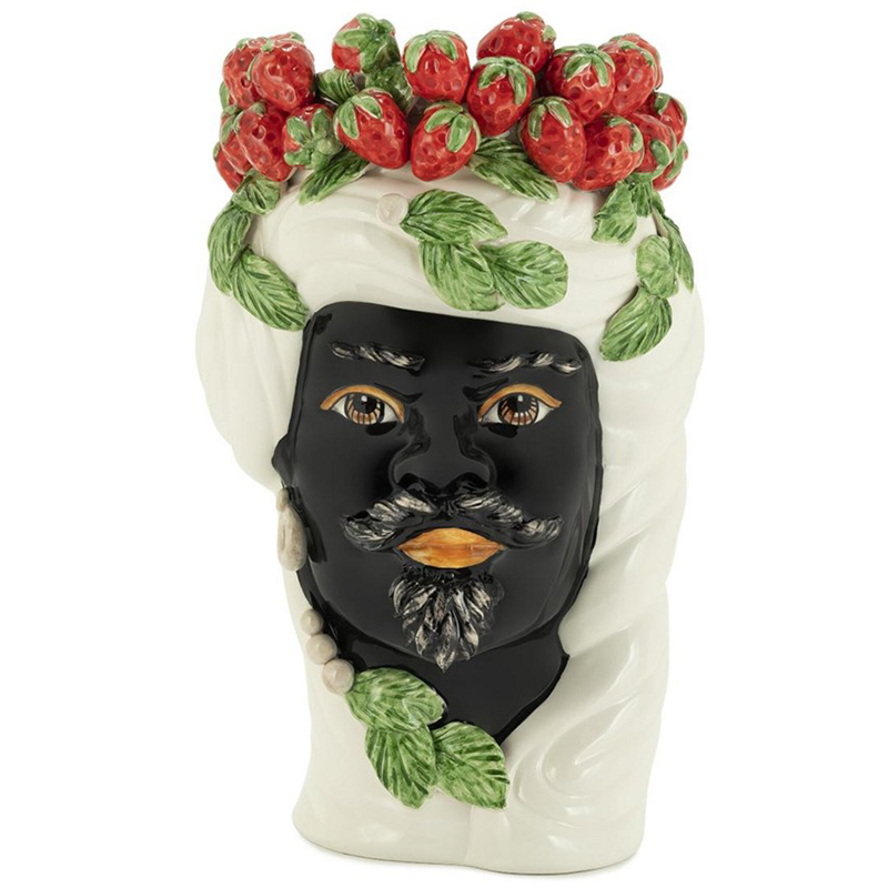 Ваза Vase Strawberries Head Man White Мульти Белый Красный Зеленый Черный в Самаре | Loft Concept 