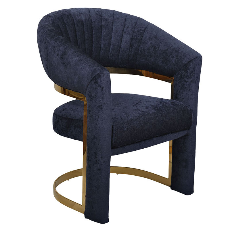 Полукресло Valbonne Chair blue velour Синий Глянцевое золото в Самаре | Loft Concept 