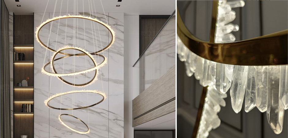Люстра для высокого потолка Большие Кольца с кристаллами chandelier Large Rings Crystals Люстра для высокого потолка Большие Кольца с кристаллами chandelier Large Rings Crystals - Loft-Concept в Самаре