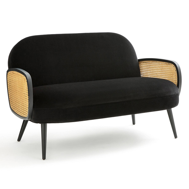 Диван Morten Wicker Black Sofa Черный Черный в Самаре | Loft Concept 