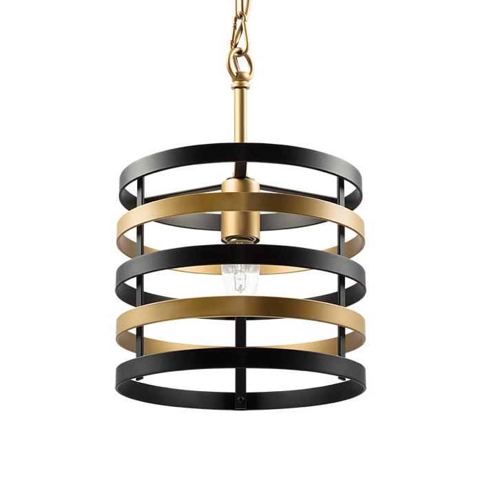 Подвесной светильник Gold Stripes Chandelier Черный Золотой в Самаре | Loft Concept 