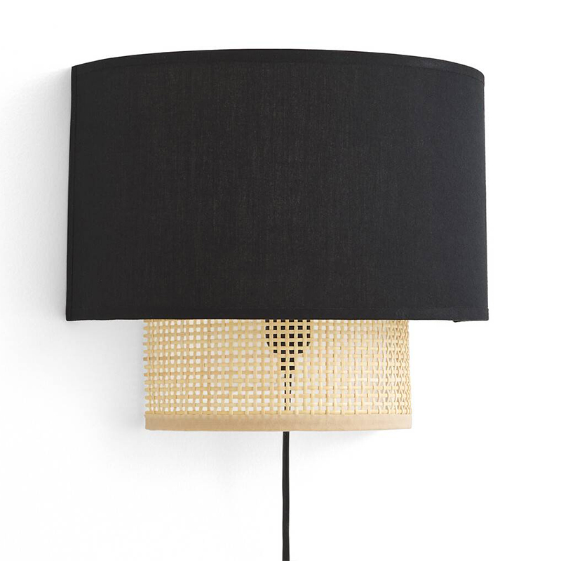 Бра Ottar Wicker Black lampshade Бежевый Черный в Самаре | Loft Concept 