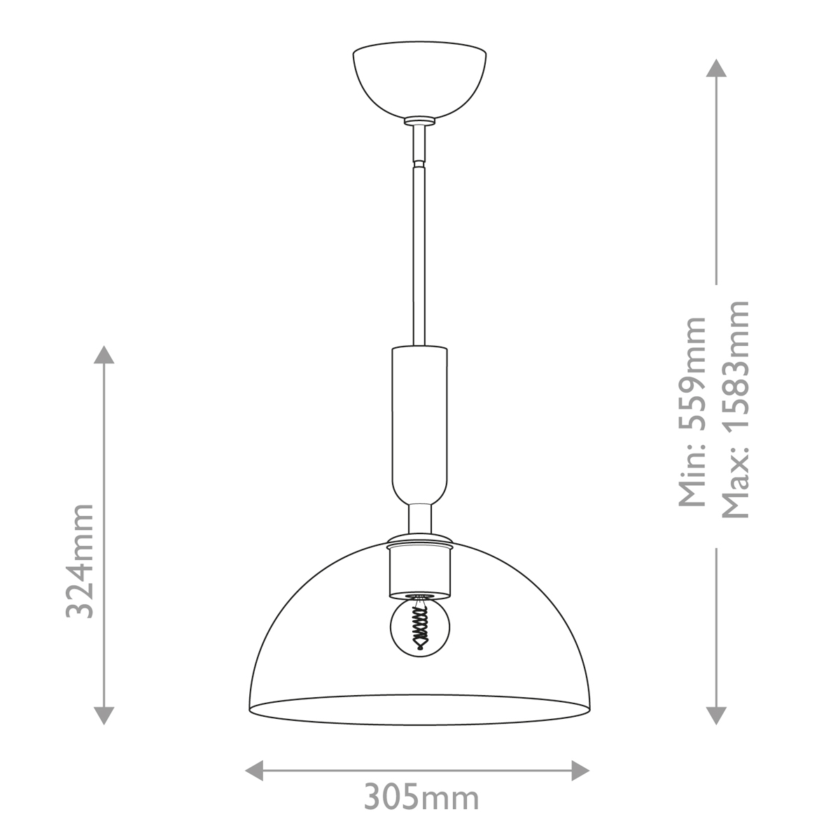 Подвесной светильник с прозрачным полусферическим стеклянным плафоном Alora Mood  в Самаре