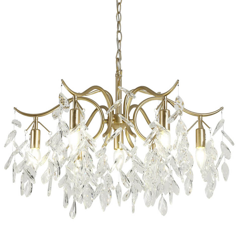 Люстра Hanging Crystal Leaves Chandelier 71 матовое золото Прозрачный (Transparent) в Самаре | Loft Concept 