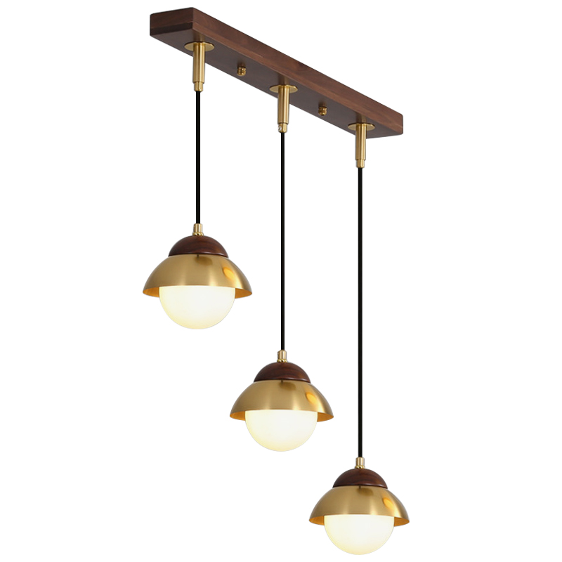 Линейный светильник Roch Linear Pendant Wooden Eco Light Белый Коричневый Латунь в Самаре | Loft Concept 