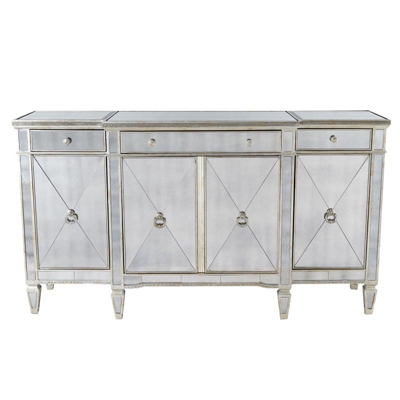 Комод зеркальный Celso Mirrored Chest of drawers 3 ящика и 4 дверцы Зеркало в Самаре | Loft Concept 