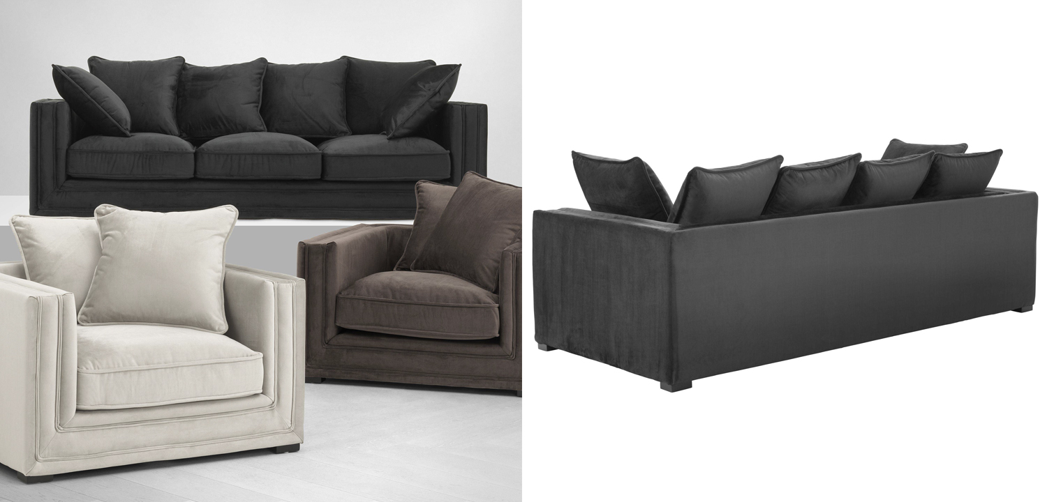 Диван Eichholtz Sofa Menorca black - фото №1