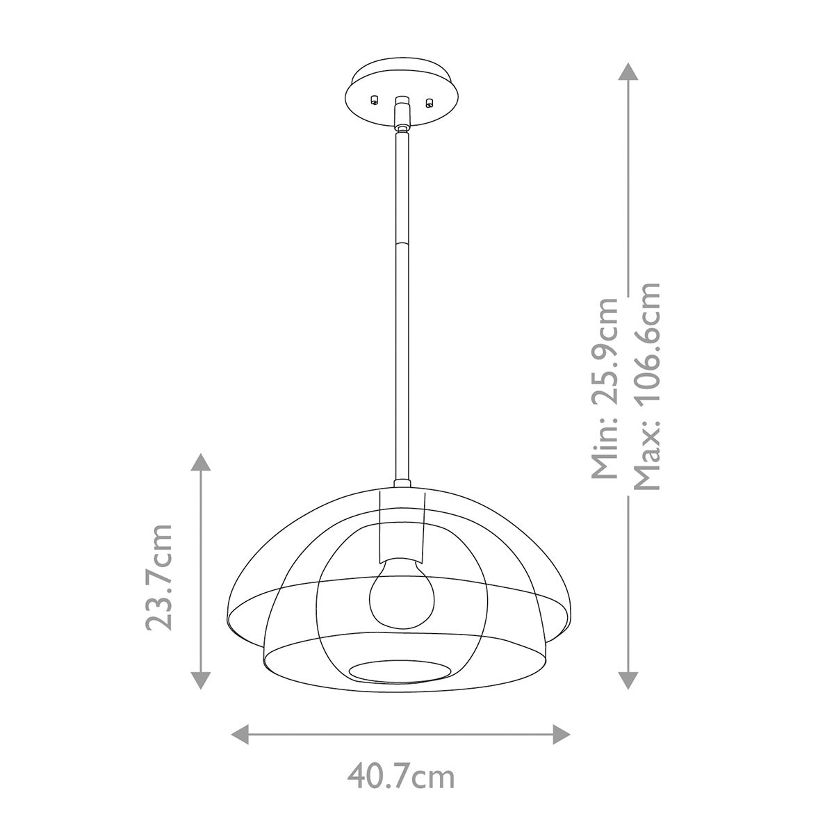 Подвесной светильник с прозрачным двойным стеклянным плафоном в форме купола и внутренней сферой Hinkley в Самаре