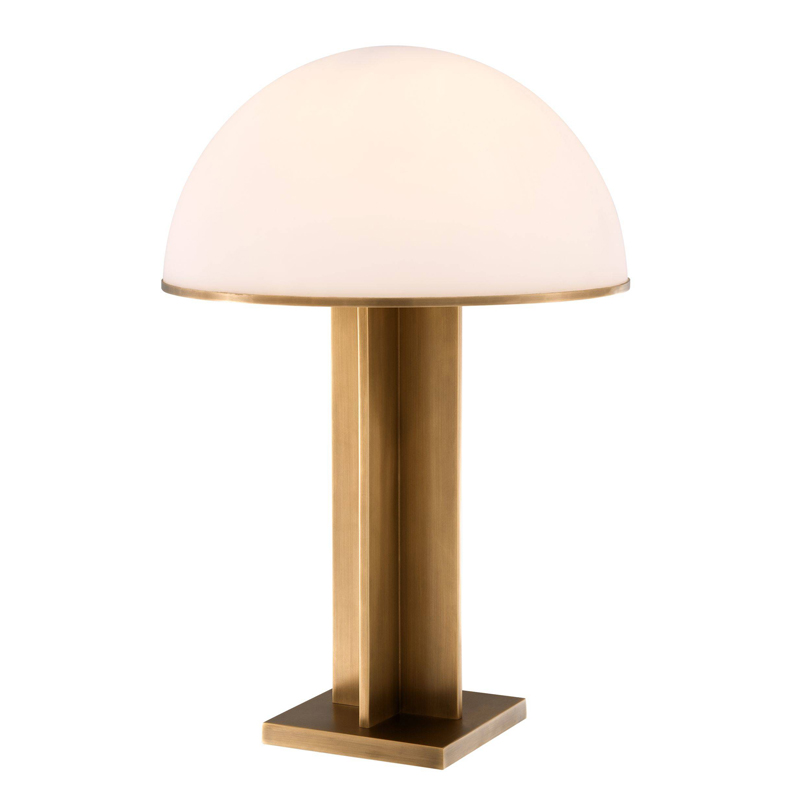 Настольная лампа Eichholtz Table Lamp Berkley Латунь Античная полированная Белое матовое стекло в Самаре | Loft Concept 