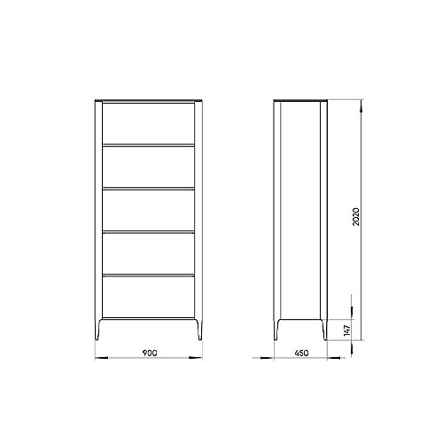 Стеллаж прямой серый с открытыми полками Type  в Самаре