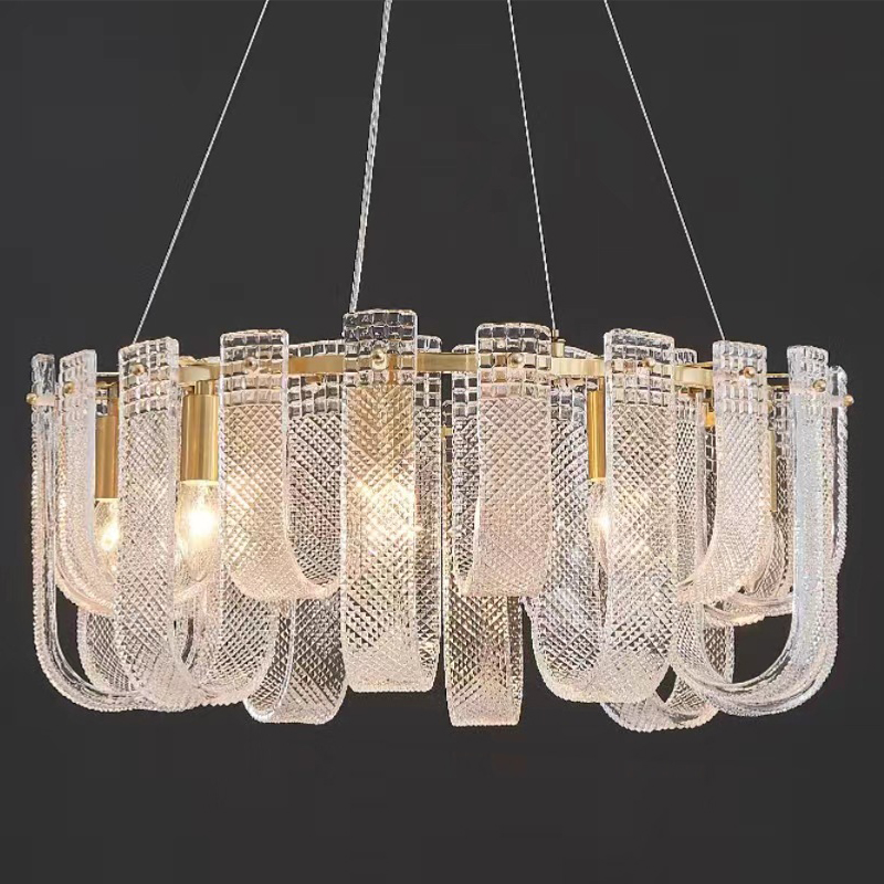 Люстра Prudence Textured Glass Chandelier Золотой Прозрачное Стекло в Самаре | Loft Concept 