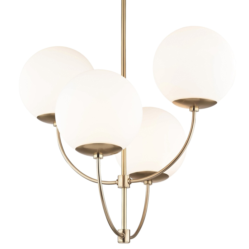 Люстра Breasal White Matte Balls Chandelier Brass Латунь Белое матовое стекло в Самаре | Loft Concept 