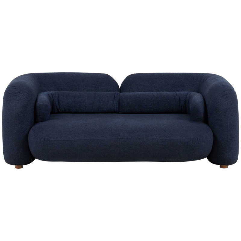 Дизайнерский двухместный диван с мягкими спинкой и подлокотниками синий Madelaine Sofa Blue Темно-синий Коричневый Дизайнерский двухместный диван с мягкими спинкой и подлокотниками синий Madelaine Sofa Blue Темно-синий Коричневый в Самаре | Loft Concept
