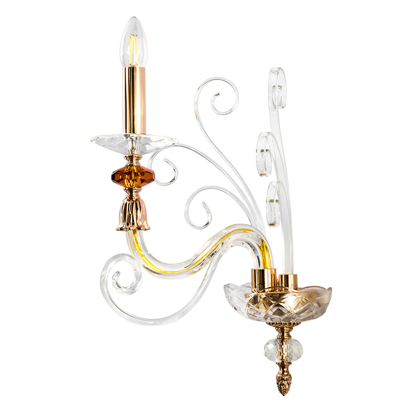 Бра с изогнутыми прозрачными элементами из стекла Twisted Glass Candles Золотой Прозрачное Стекло в Самаре | Loft Concept 