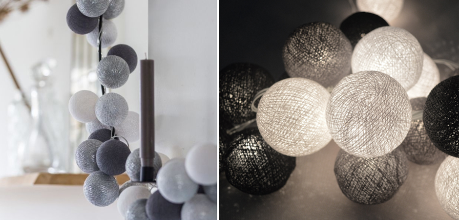 Гирлянда хлопковые фонарики Сotton Ball Silver Mix - Loft-Concept в Самаре