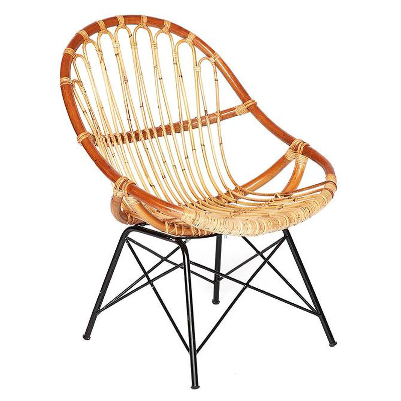 Кресло Rattan Wicker Chair Red Carcass Древесина Черный в Самаре | Loft Concept 