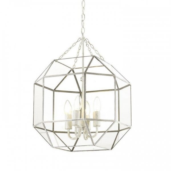 Подвесной светильник Glass & Metal Cage Pendant White 4 Белый в Самаре | Loft Concept 