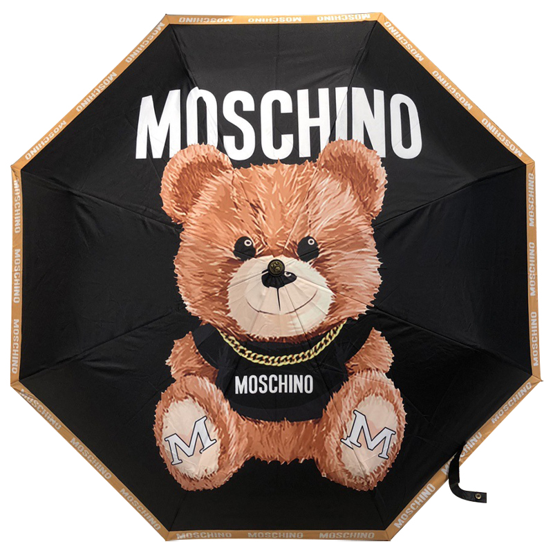 Зонт раскладной MOSCHINO дизайн 005 Черный цвет Черный Коричневый в Самаре | Loft Concept 