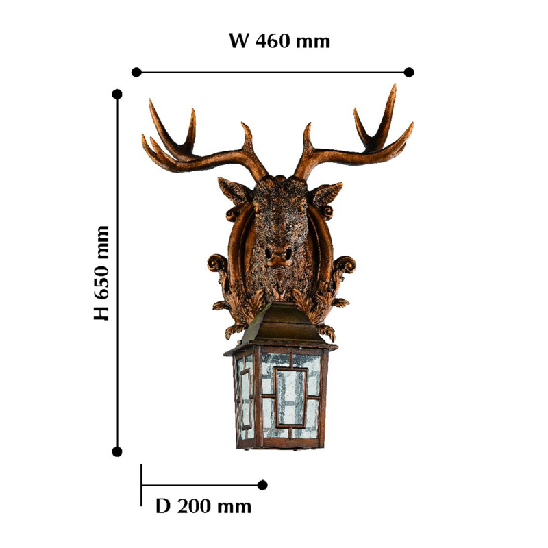 Коричневый уличный светильник с головой лося ANIMAL LANTERN в Самаре