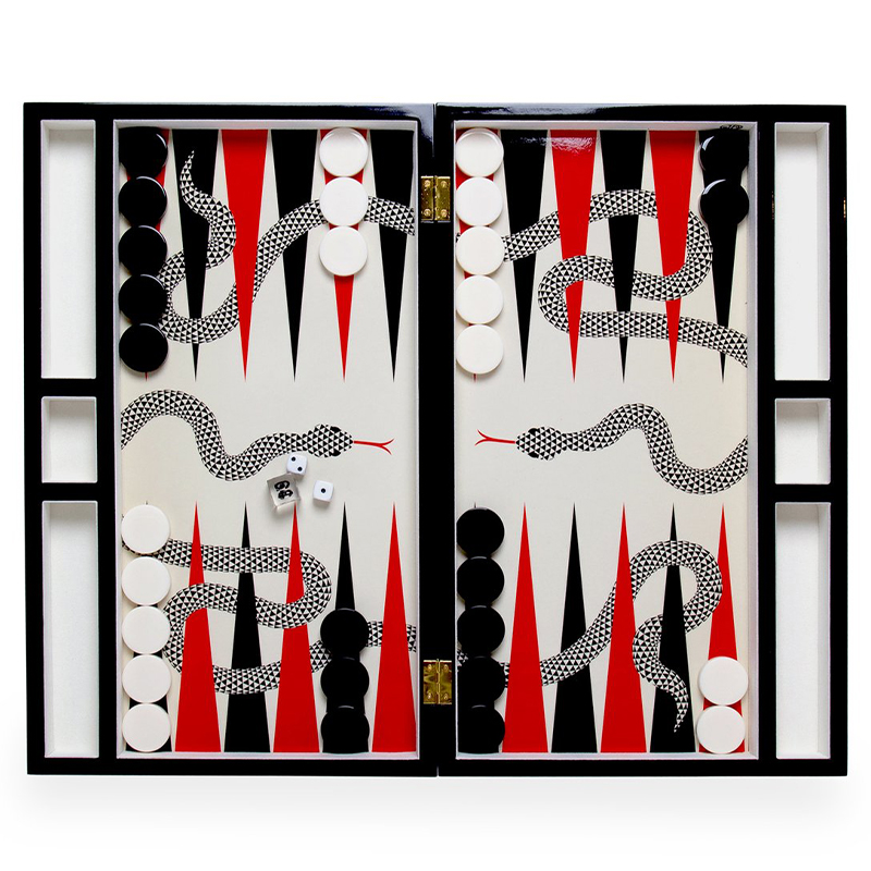 Нарды  EDEN BACKGAMMON SET Jonathan Adler Красный Черный ivory ( слоновая кость ) в Самаре | Loft Concept 