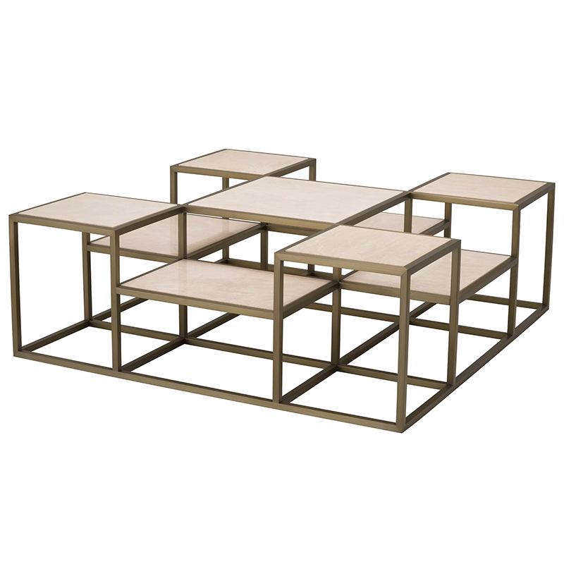 Кофейный стол Eichholtz Coffee Table Smythson Песочный Латунь в Самаре | Loft Concept 