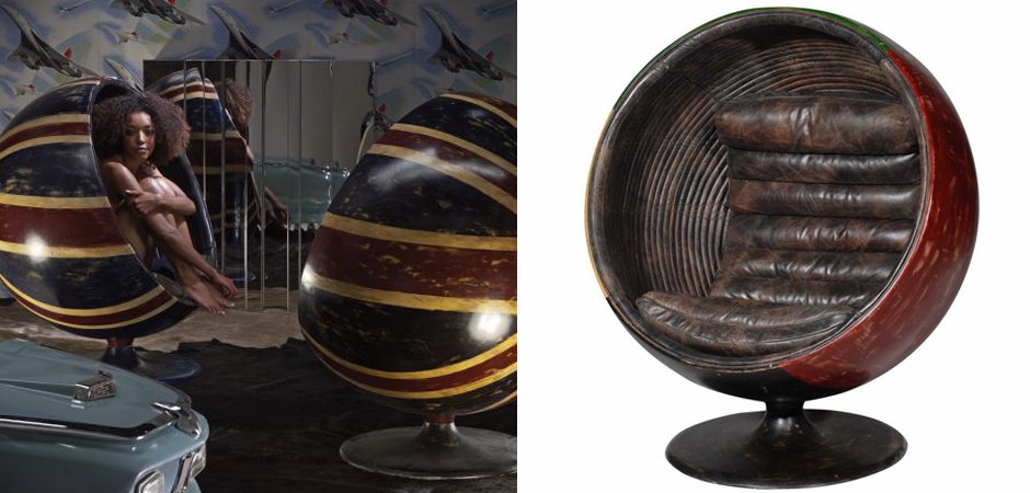 Кресло шар Pod Chair Union Jack & Brown Leather Кресло шар Pod Chair Union Jack & Brown Leather - Loft-Concept в Самаре
