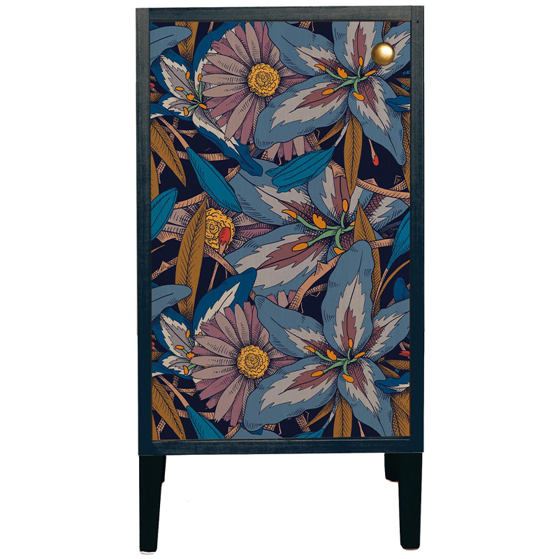 Шкаф с цветочным изображением Blue Floral Print Cabinet Синий Мульти в Самаре | Loft Concept 