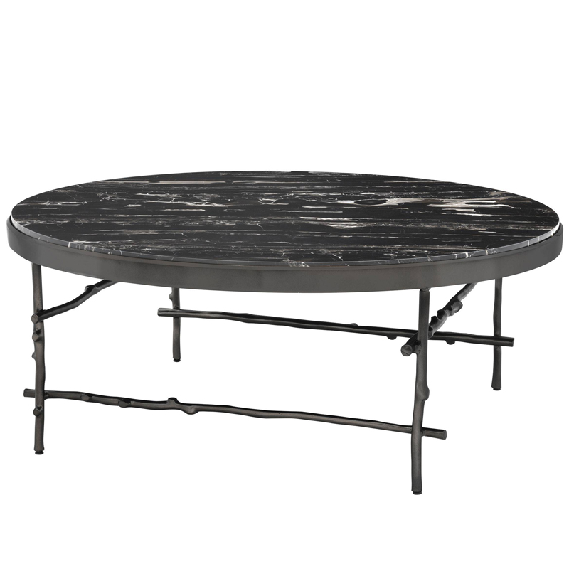 Кофейный стол Eichholtz Coffee Table Tomasso round Черный Мрамор Nero Темная бронза в Самаре | Loft Concept 