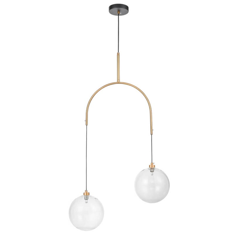 Люстра Two Hanging Ball Chandelier Золотой Прозрачный Черный в Самаре | Loft Concept 