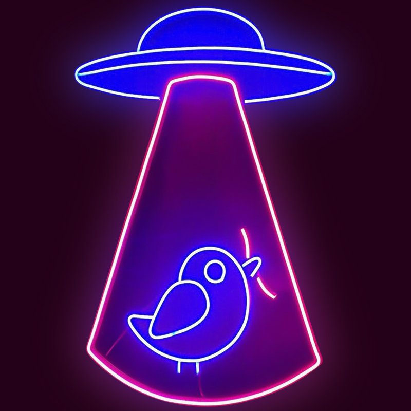 Неоновая настенная лампа UFO and Bird Neon Wall Lamp Синий Лиловый в Самаре | Loft Concept 